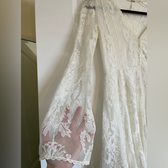 Free People Long Sleeve Lace Dress in White - Picture 6 of 14